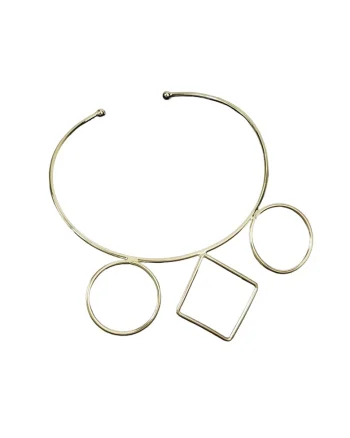 Colier auriu, cu forme geometrice, Casper C14,