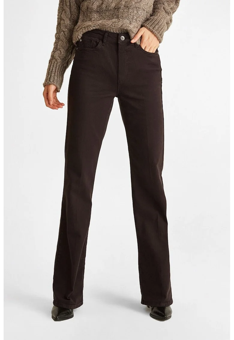 Pantaloni drepti cu talie medie, Negru