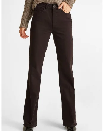 Pantaloni drepti cu talie medie, Negru