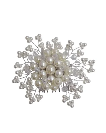 Accesoriu de par, argintiu, cu perle, Karene C12,