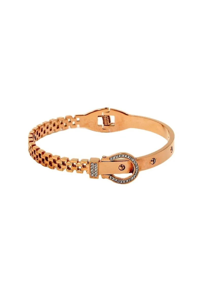 Bratara rose gold, forma de fermoar, cu pietre, Naemi C1,