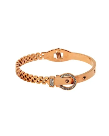 Bratara rose gold, forma de fermoar, cu pietre, Naemi C1,