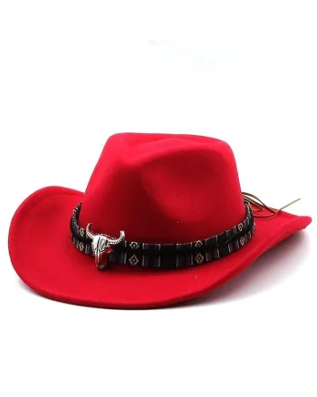 Palarie dama, stil cowboy, Thala,  Rosu