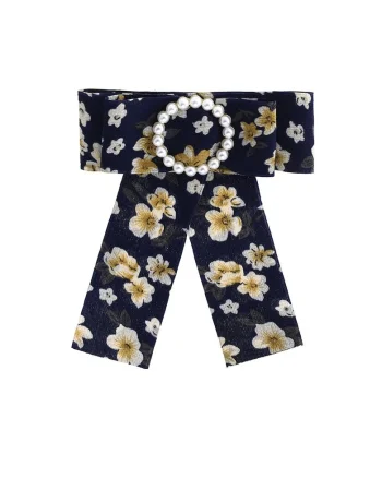 Brosa tip jabou, cu flori si perle, Safina C21,  Bleumarin
