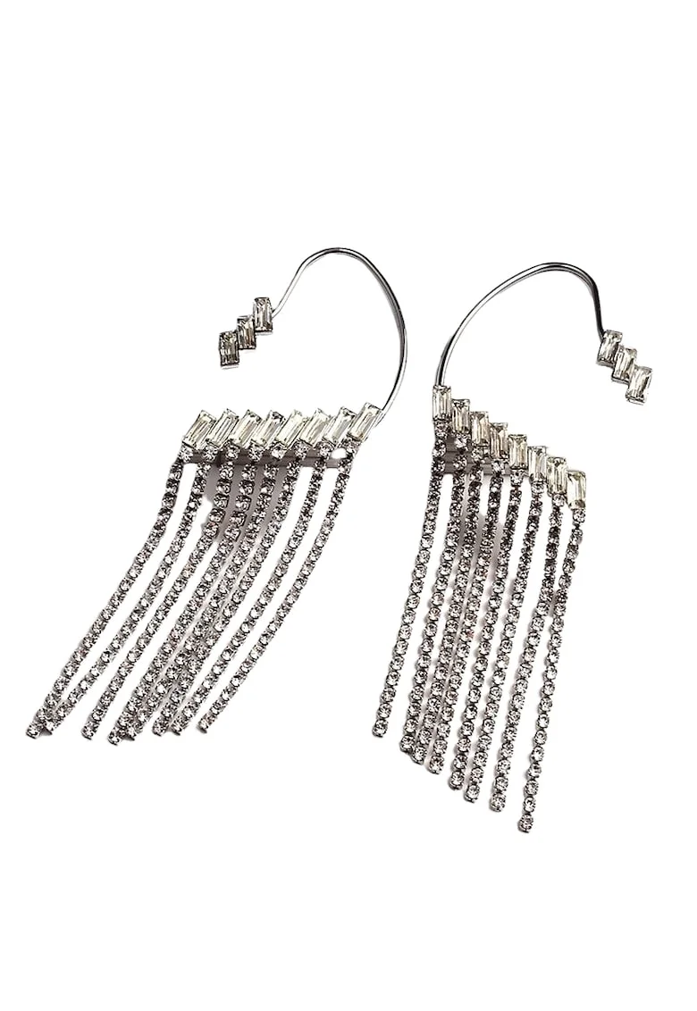 Cercei argintii, ear cuff, lungi, cu pietre, Verona C3,