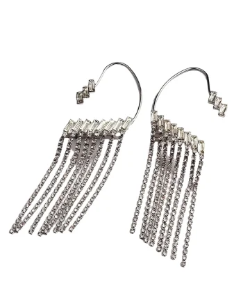 Cercei argintii, ear cuff, lungi, cu pietre, Verona C3,