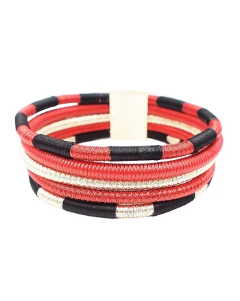 Colier choker, rosu, stil african, Ferdina C9,