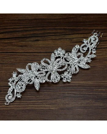 Accesoriu par, argintiu, cu flori si pietre, Annabel C4,