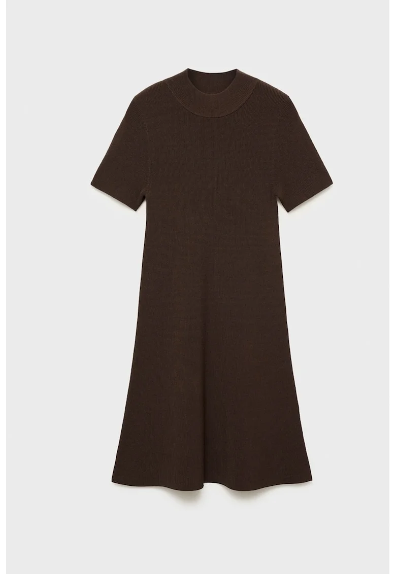 Rochie evazata din tricot, Maro inchis