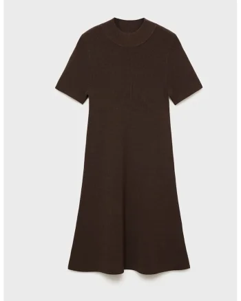 Rochie evazata din tricot, Maro inchis