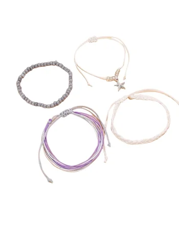 Set 4 bratari, argintii, cu margelute, Luisa C7,