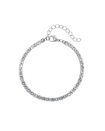 Bratara argintie, tennis, din otel inoxidabil, suflata cu aur 18k, cu pietre, Isolde C5