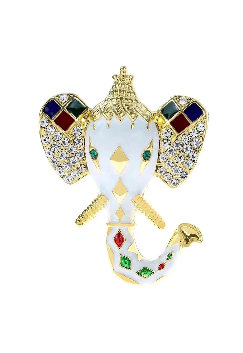 Brosa aurie, forma de elefant, cu pietre, Andreana C2