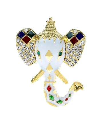Brosa aurie, forma de elefant, cu pietre, Andreana C2