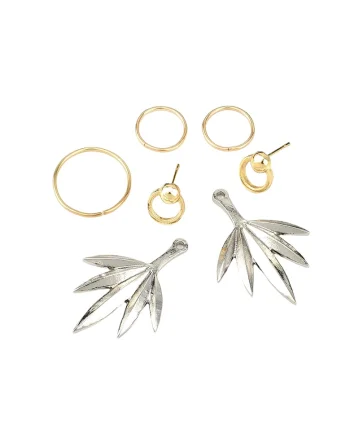 Set cercei aurii, cu frunzulite, Thamara C10,