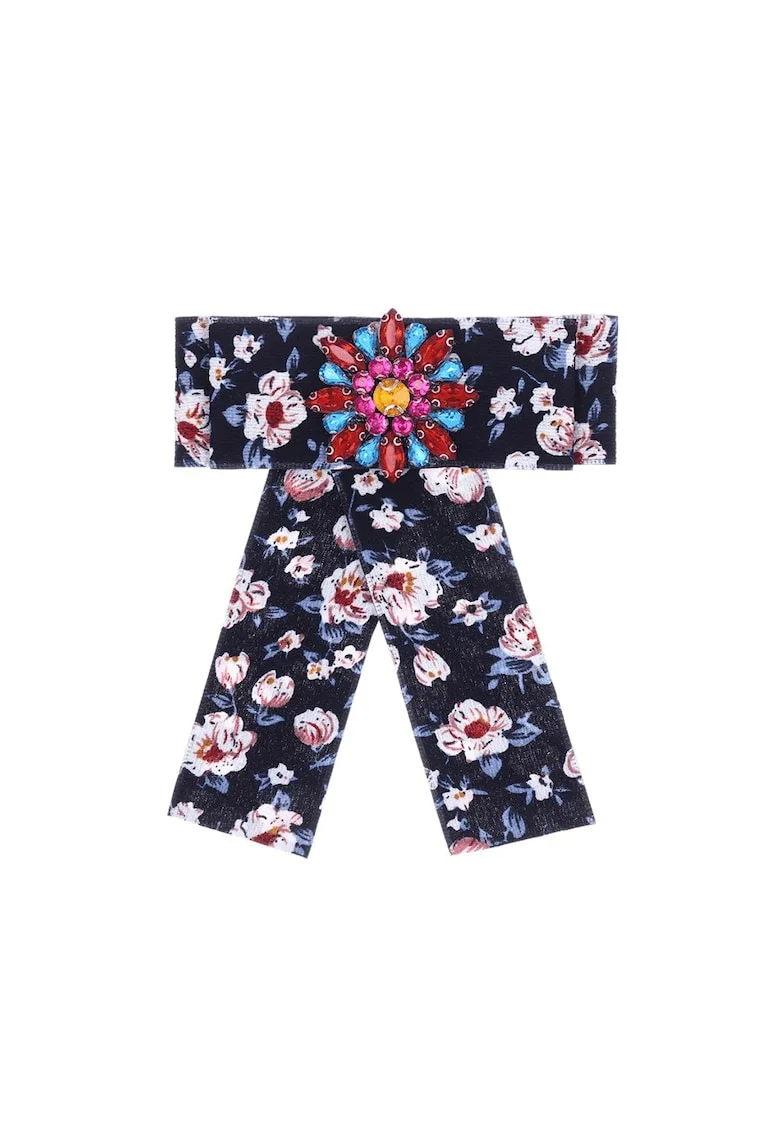 Brosa tip jabou, cu flori si pietre multicolore, Sabrin C21,  Bleumarin