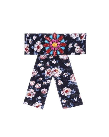 Brosa tip jabou, cu flori si pietre multicolore, Sabrin C21,  Bleumarin