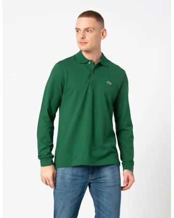 Bluza polo din bumbac si material pique, Verde inchis/Verde englez