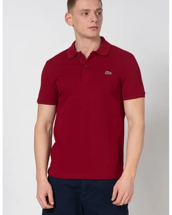 Tricou polo slim fit din material pique, Visiniu
