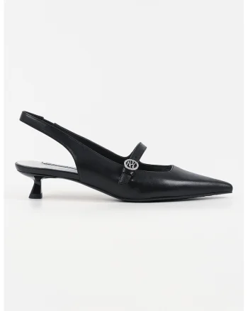 Pantofi din piele cu varf ascutit, Negru