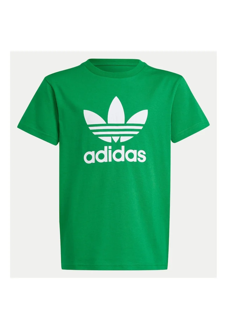 Tricou din bumbac cu logo si decolteu la baza gatului