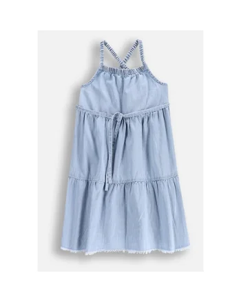 Rochie din chambray cu terminatie franjurata,