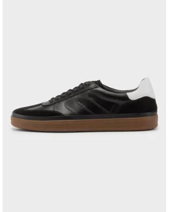 Pantofi sport cu insertii de piele intoarsa, Negru