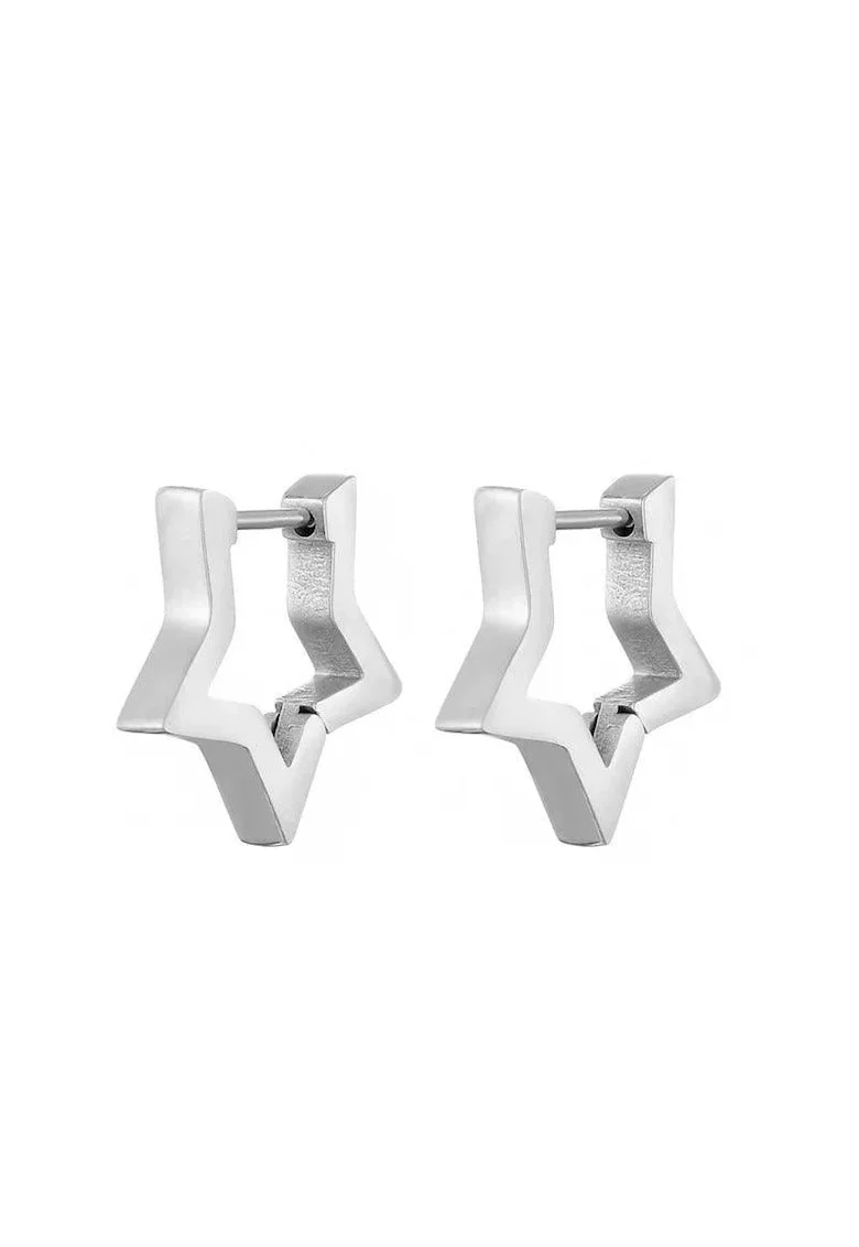 Cercei argintii, din otel inoxidabil, forma de stelute, suflati cu aur 18k, Hariette C2