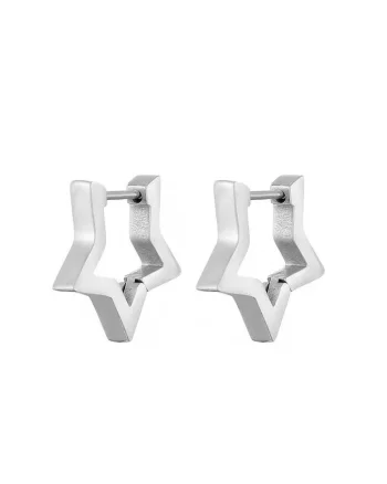 Cercei argintii, din otel inoxidabil, forma de stelute, suflati cu aur 18k, Hariette C2