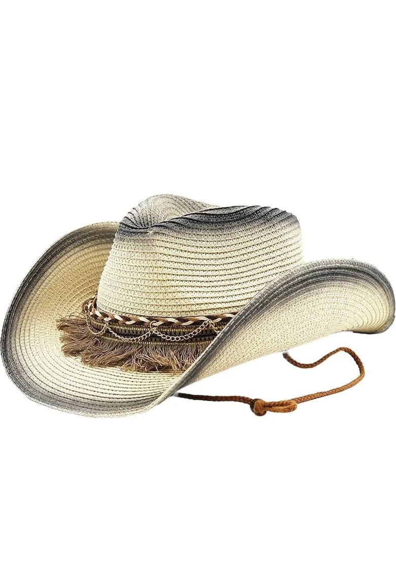 Palarie dama, bej, de vara, stil cowboy, Adler,