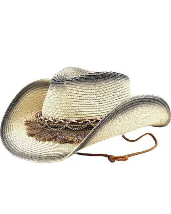 Palarie dama, bej, de vara, stil cowboy, Adler,