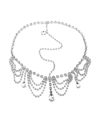 Accesoriu de cap, argintiu, cu pietre, Faidra C9,