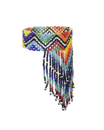 Bratara multicolora, cu margelute si franjuri, model etnic, Berner C24,