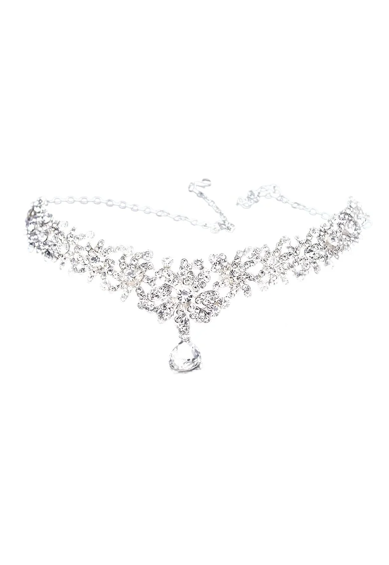 Accesoriu de frunte, argintiu, cu pietre, Edeline C5,