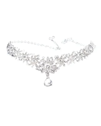 Accesoriu de frunte, argintiu, cu pietre, Edeline C5,