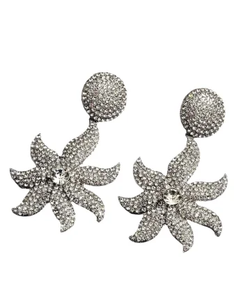 Cercei argintii, forma de floare, cu pietre, Wendi C2,