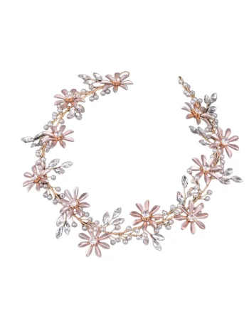 Accesoriu de par auriu, cu floricele si pietre, Alvar C1