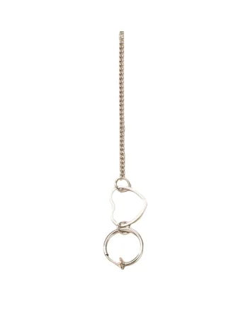 Cercel ear cuff, argintiu, cu lant si inima, Stela C26,