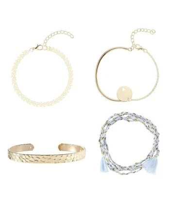 Set 4 bratari aurii, cu snur bleu, Tulla C3,