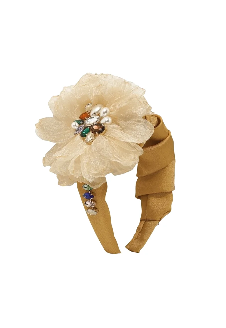 Bentita galbena, cu floare bej si pietre multicolore, Thale,