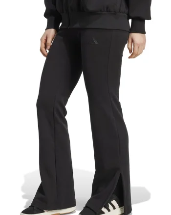 Pantaloni de trening cu croiala evazata si slituri la terminatie, Negru