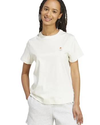 Tricou din bumbac cu decolteu la baza gatului, Alb murdar