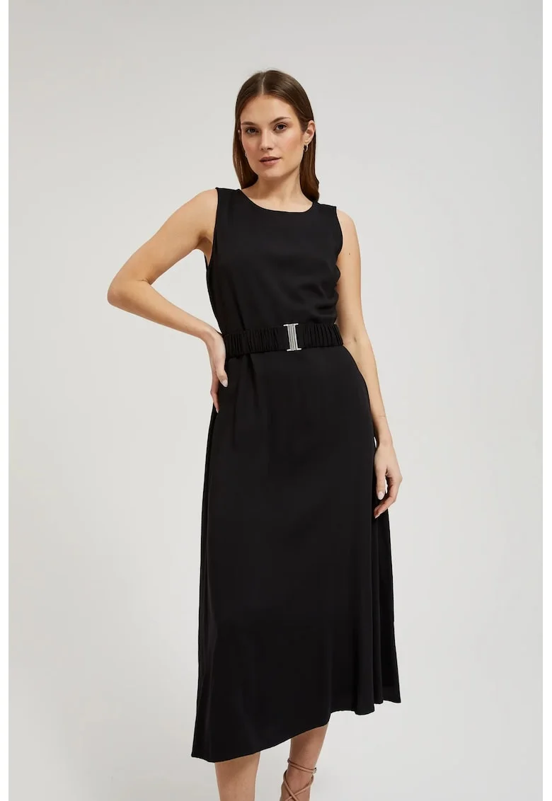 Rochie midi uni  L-SU-4334, Negru