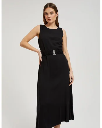 Rochie midi uni  L-SU-4334, Negru