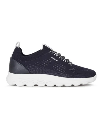 Pantofi sport din plasa tricotata cu detaliu de piele, Bleumarin