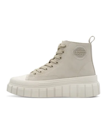 Tenisi mid-high de piele ecologica cu logo, Grej
