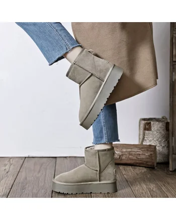 Ghete taupe din piele naturala JB1925 117 13946, Maro deschis