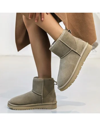 Ghete taupe din piele naturala JB1967 111 16116, Maro deschis