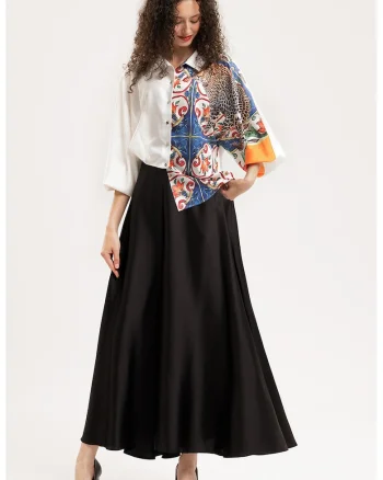 Fusta lunga de satin, Negru stins