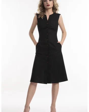 Rochie de in cu nasturi, Negru
